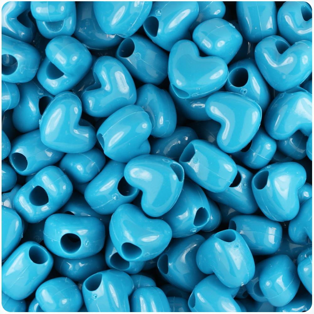Dark Turquoise Opaque 12mm Heart (VH) Pony Beads (50pcs)