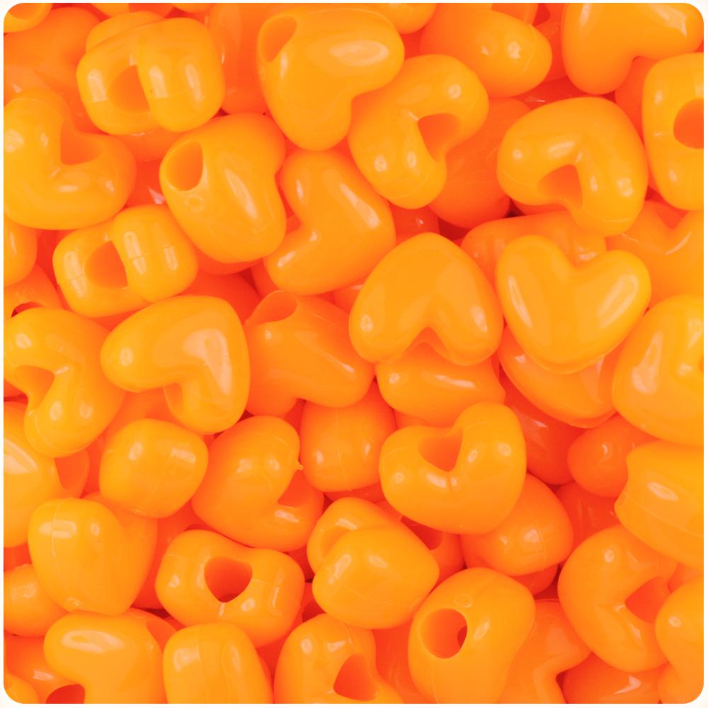 Orange Opaque 12mm Heart (VH) Pony Beads (50pcs)
