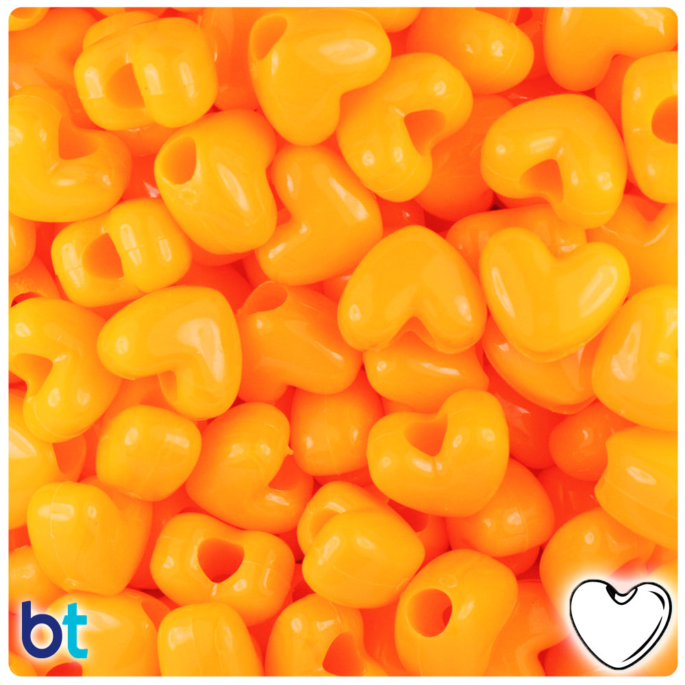 Orange Opaque 12mm Heart (VH) Pony Beads (250pcs)
