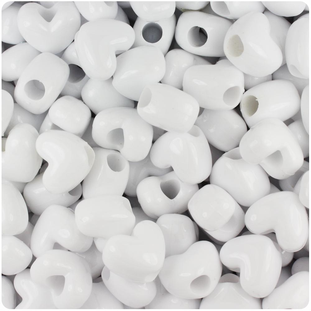 White Opaque 12mm Heart (VH) Pony Beads (50pcs)