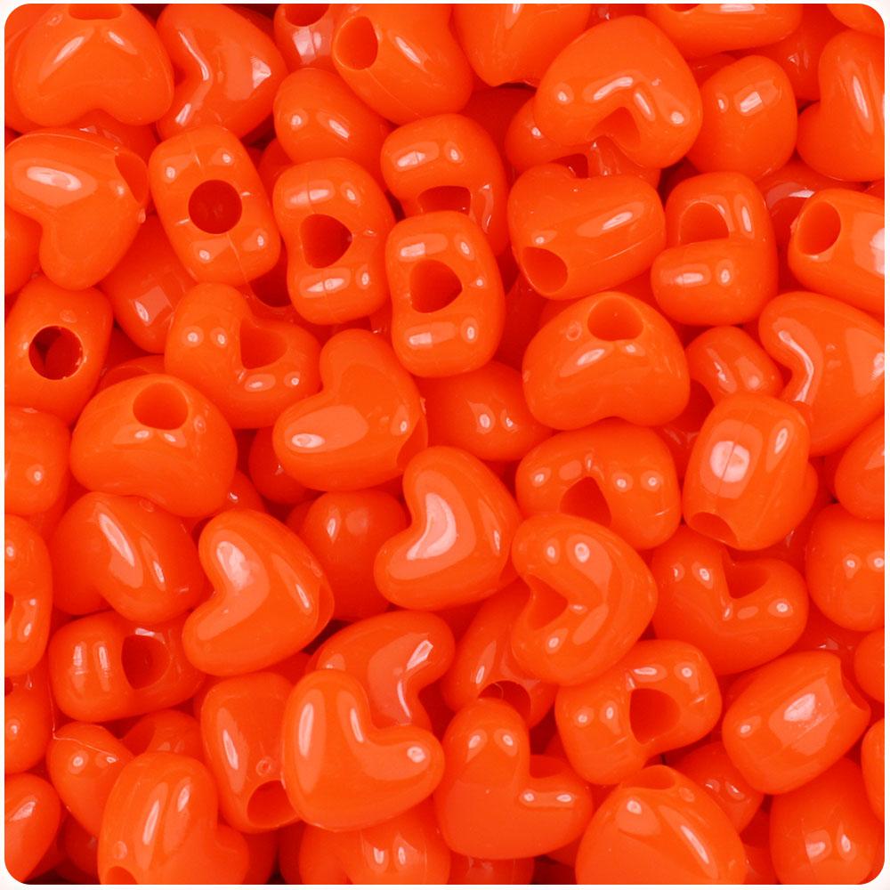 Tangelo Neon Bright 12mm Heart (VH) Pony Beads (50pcs)