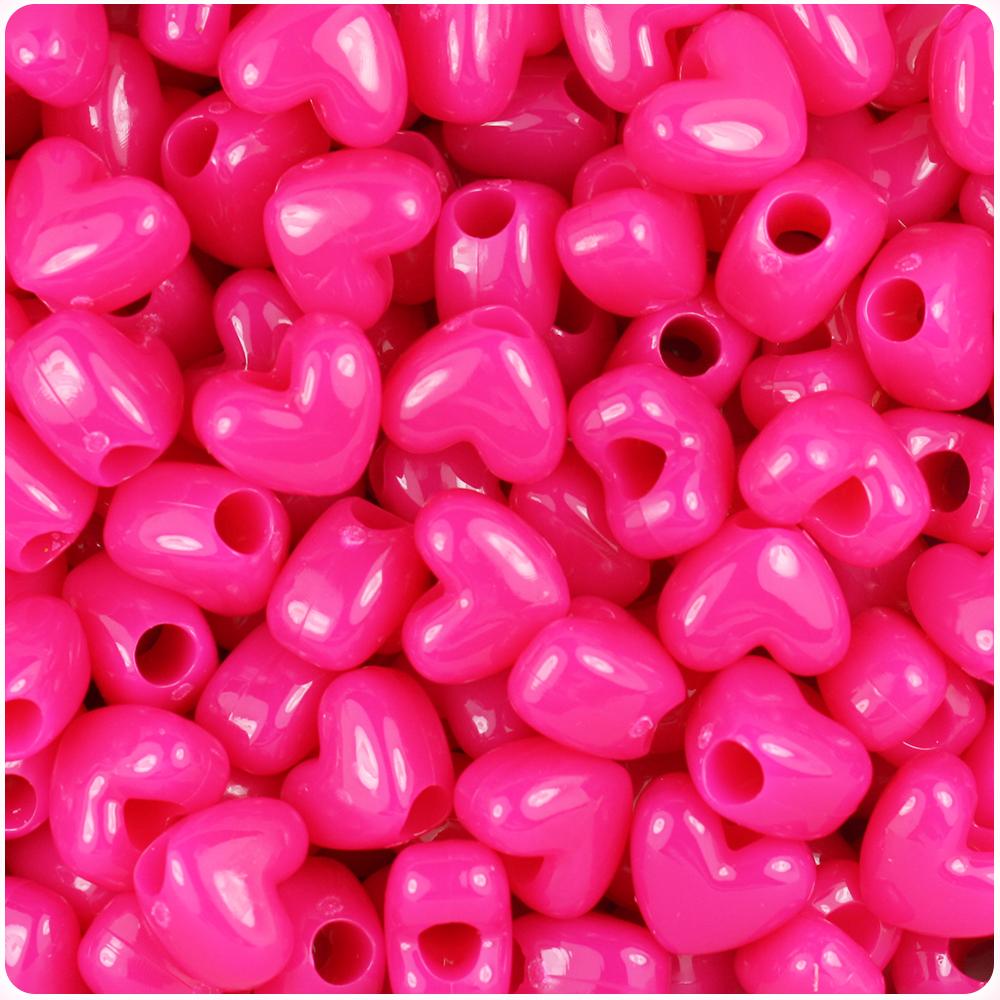 Magenta Neon Bright 12mm Heart (VH) Pony Beads (50pcs)