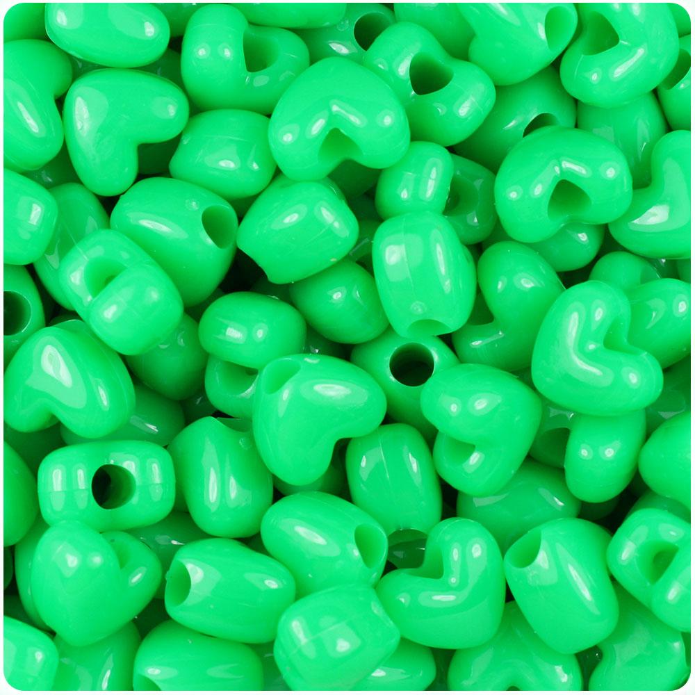 Grasshopper Neon Bright 12mm Heart (VH) Pony Beads (50pcs)