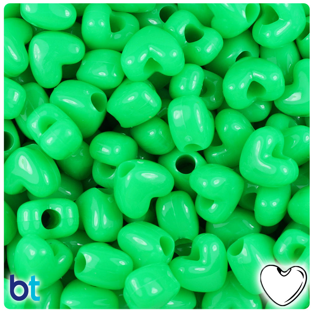 Grasshopper Neon Bright 12mm Heart (VH) Pony Beads (250pcs)