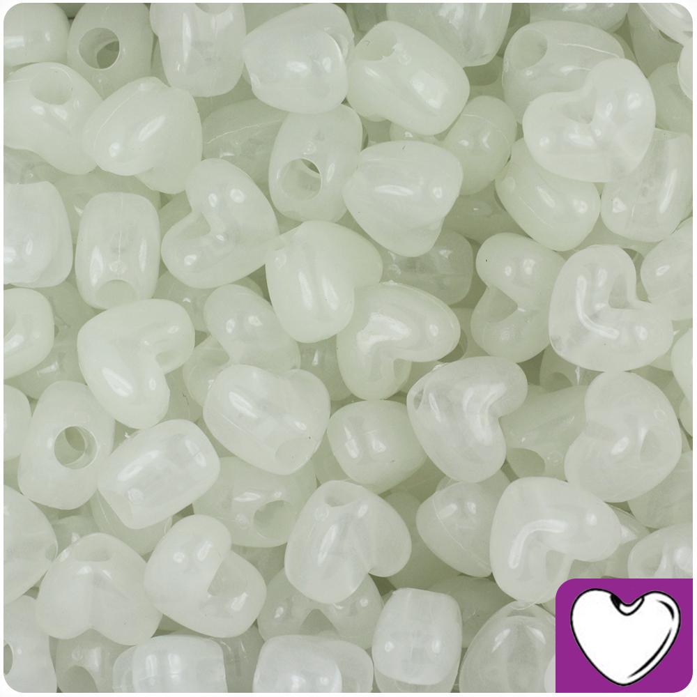 Night Glow-in-the-Dark 12mm Heart (VH) Pony Beads (50pcs)