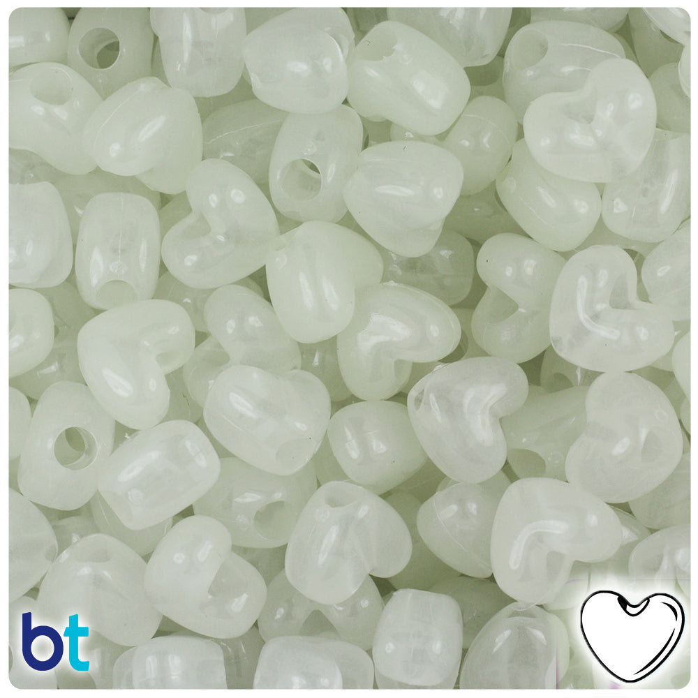 Opaque White Heart Shaped Pony Beads Vertical Hole