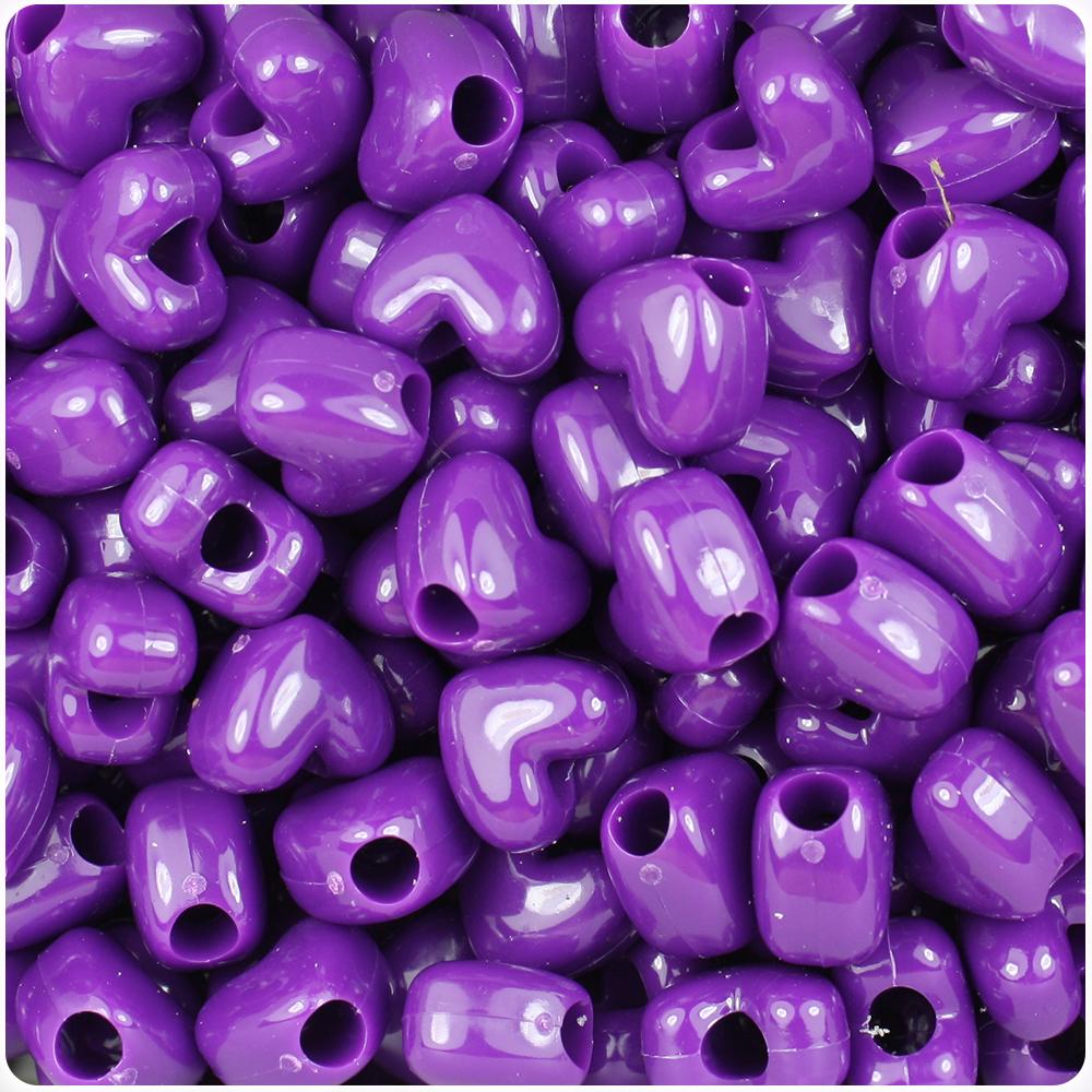 Plum Neon Bright 12mm Heart (VH) Pony Beads (50pcs)