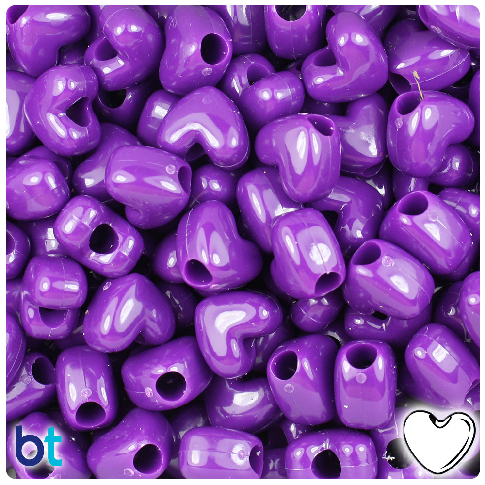 Plum Neon Bright 12mm Heart (VH) Pony Beads (250pcs)