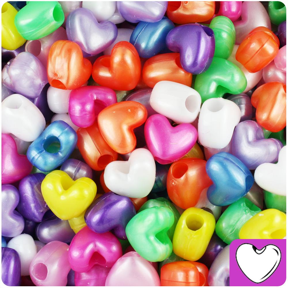 Pearl Mix 12mm Heart (VH) Pony Beads (50pcs)