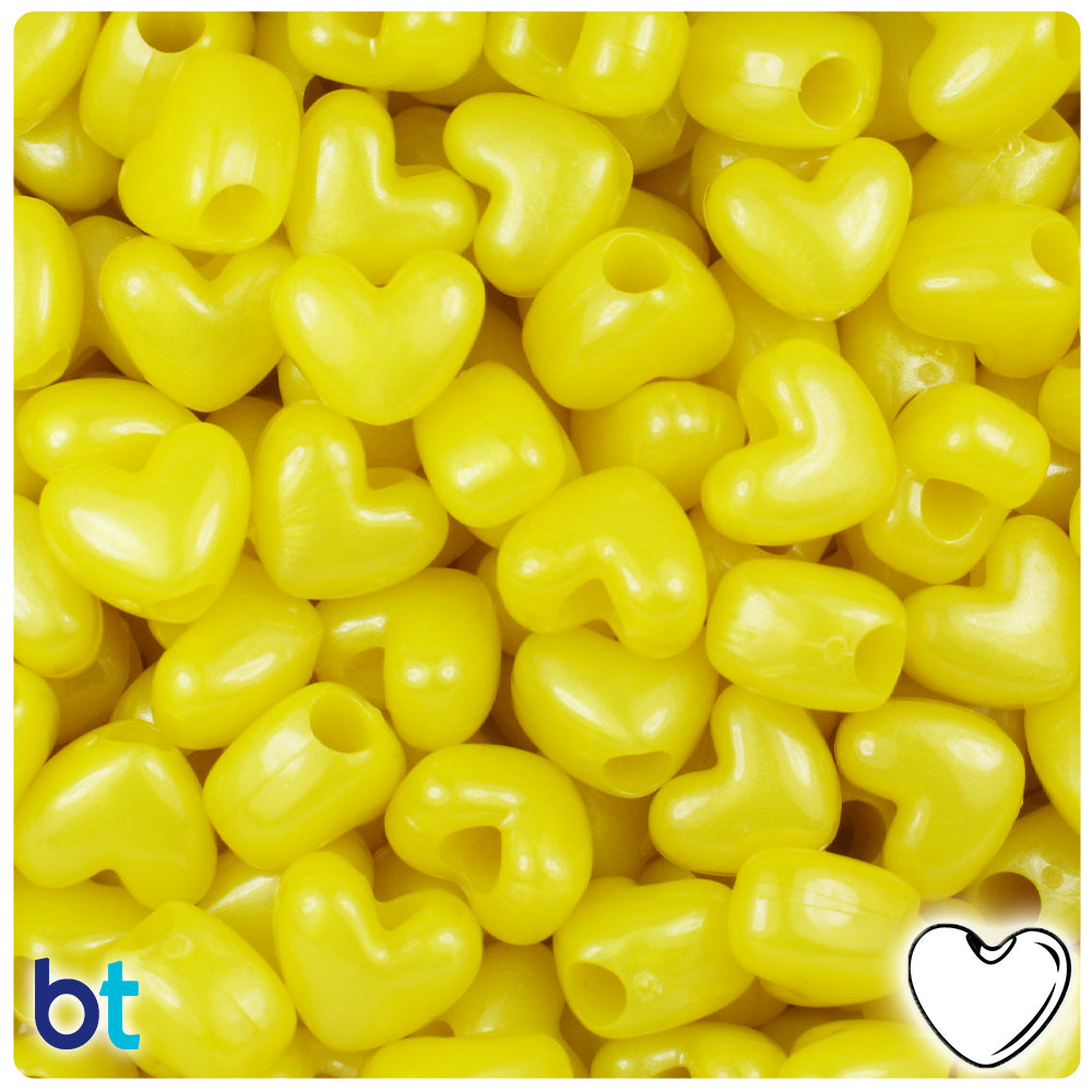 Yellow Pearl 12mm Heart (VH) Pony Beads (250pcs)