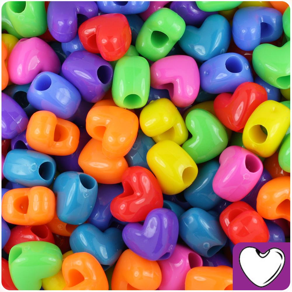 Circus Mix Opaque 12mm Heart (VH) Pony Beads (50pcs)