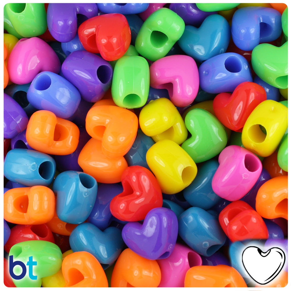 Circus Opaque Mix 12mm Heart (VH) Pony Beads (250pcs)