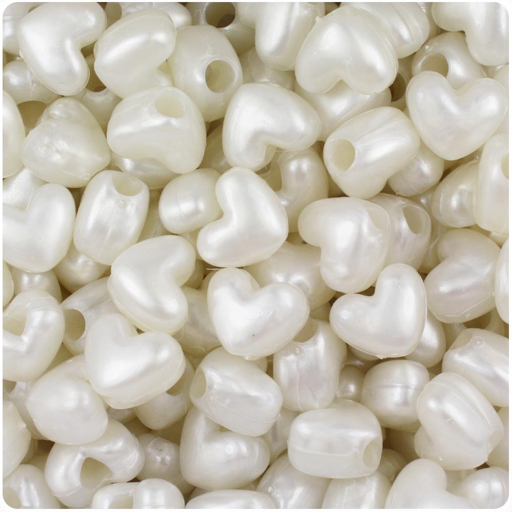Bridal Pearl 12mm Heart (VH) Pony Beads (50pcs)
