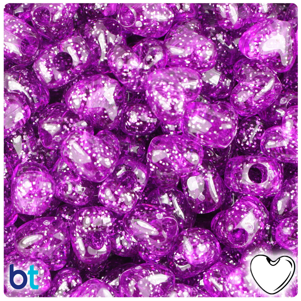 Lilac Sparkle 12mm Heart (VH) Pony Beads (250pcs)