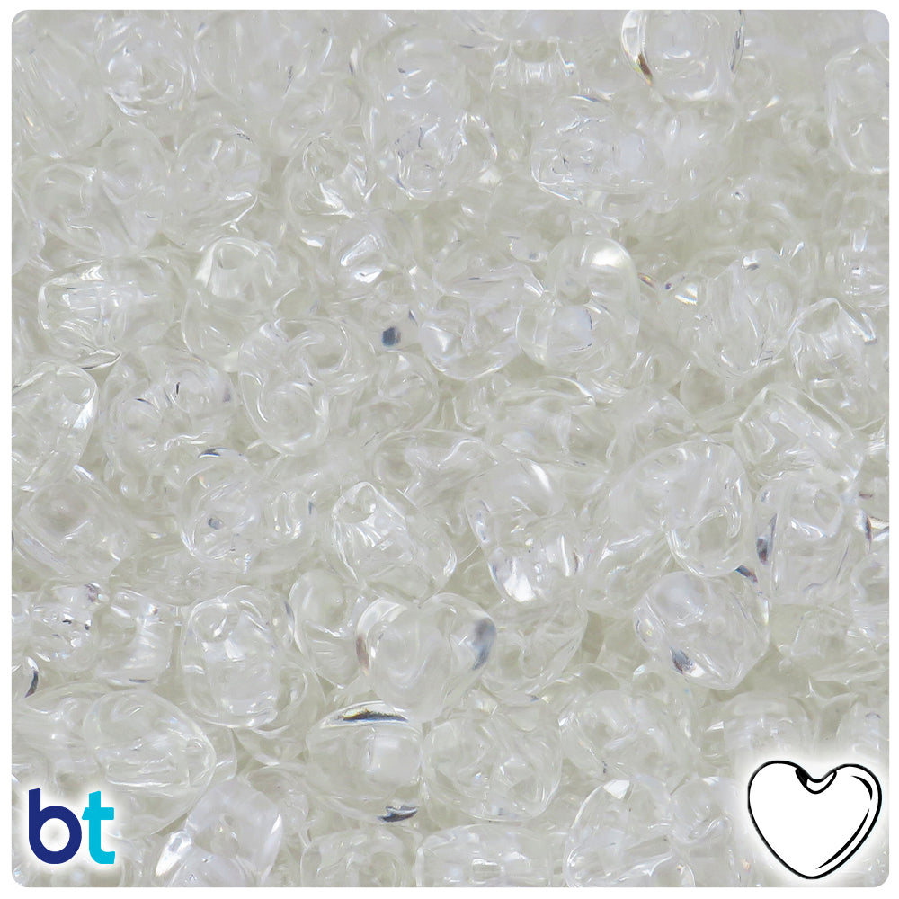 Bright White Opaque 12mm Heart (HH) Pony Beads (250pcs)