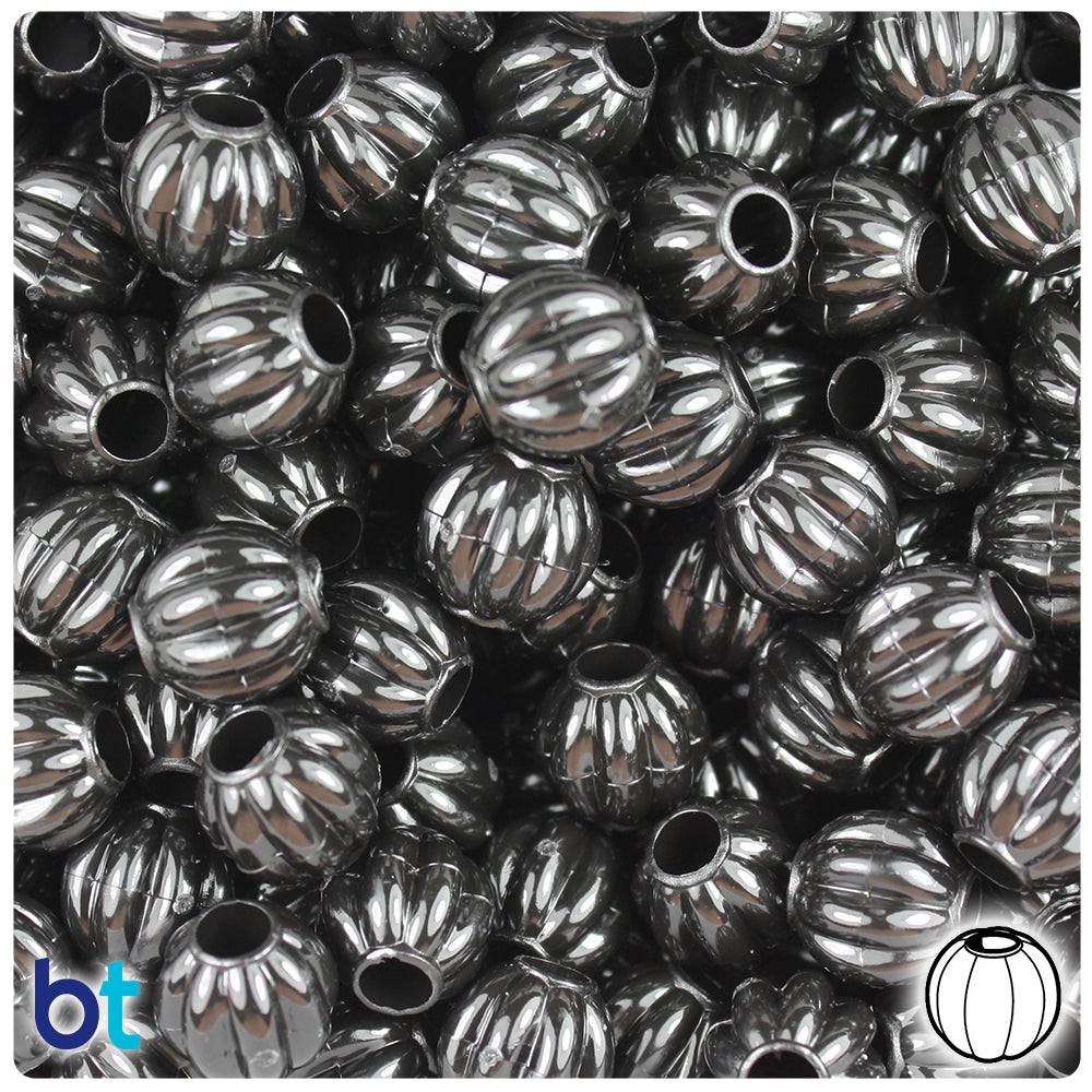 Black Opaque 10mm Melon Pony Beads (300pcs)