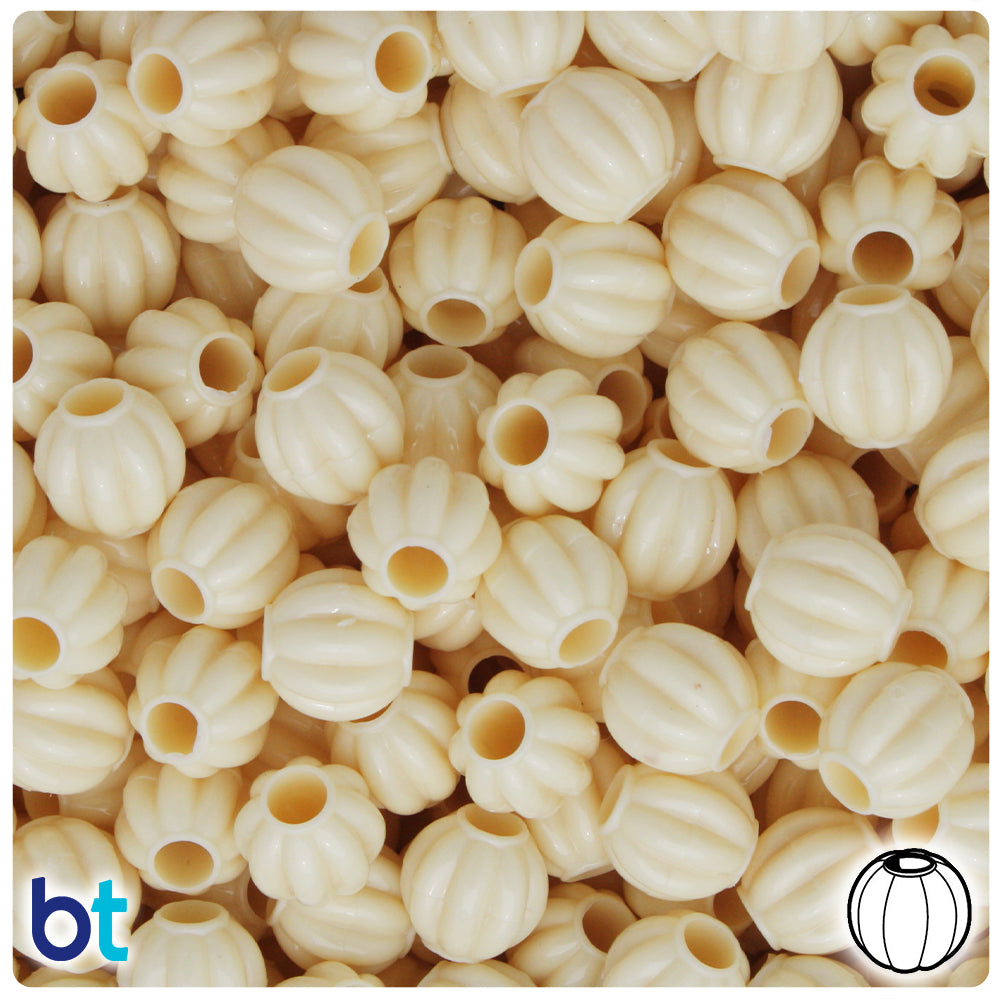 Ivory Opaque 10mm Melon Pony Beads (300pcs)