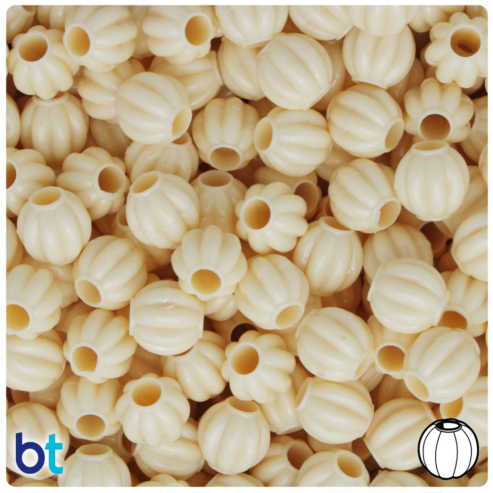 Ivory Opaque 10mm Melon Pony Beads (60pcs)