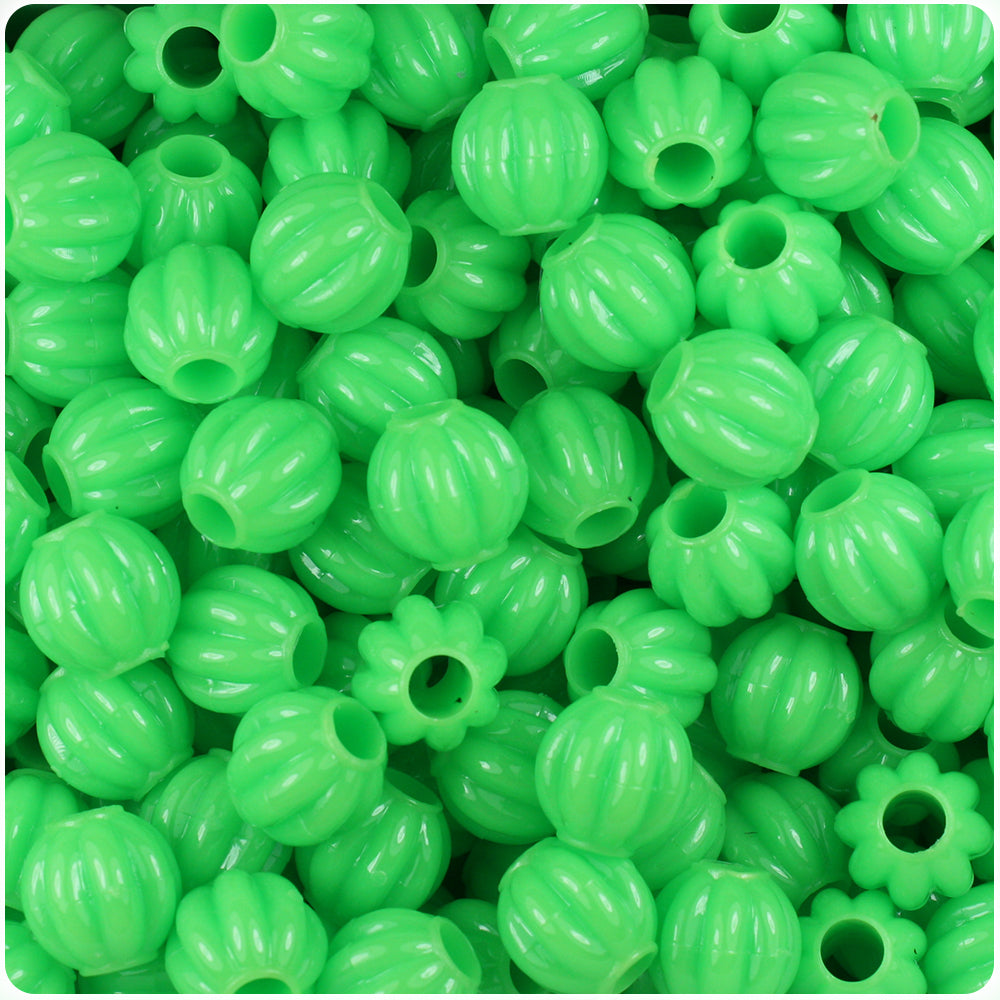 Lime Opaque 10mm Melon Pony Beads (60pcs)