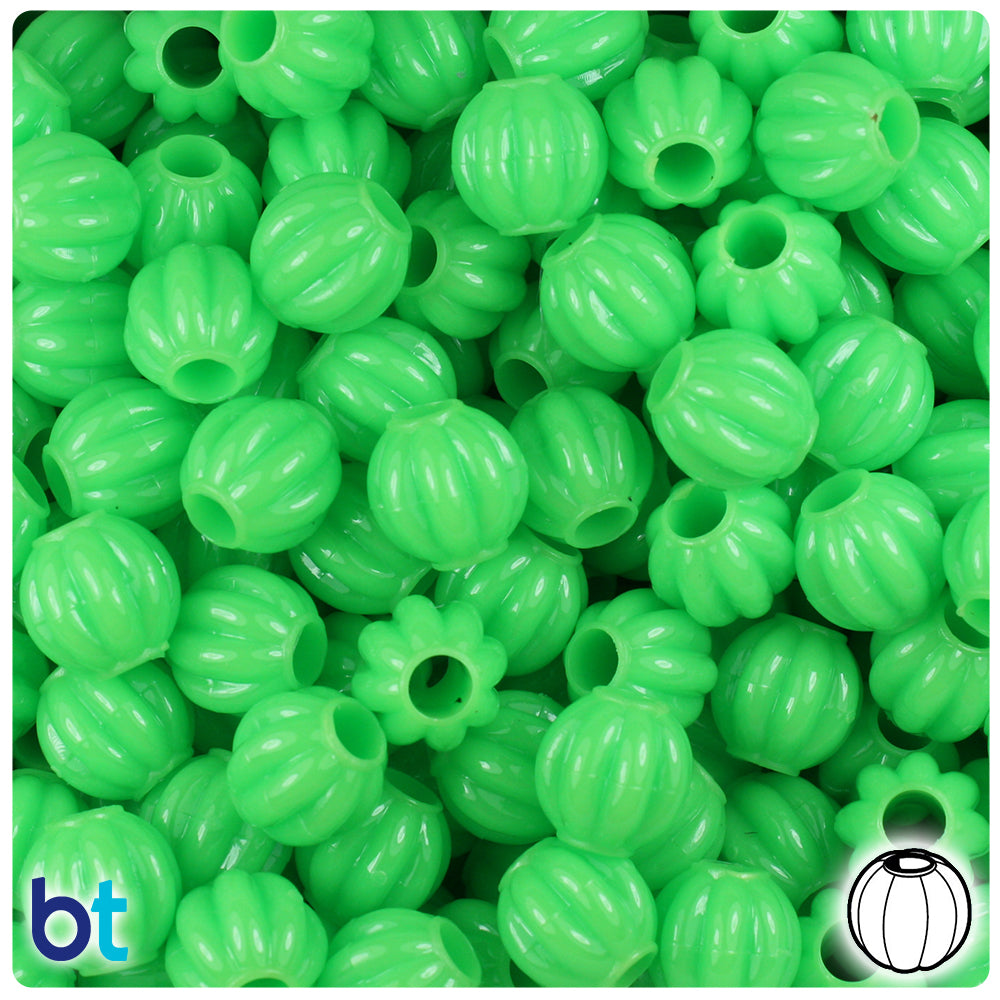 Lime Opaque 10mm Melon Pony Beads (300pcs)