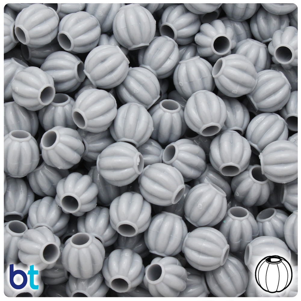 Grey Opaque 10mm Melon Pony Beads (300pcs)
