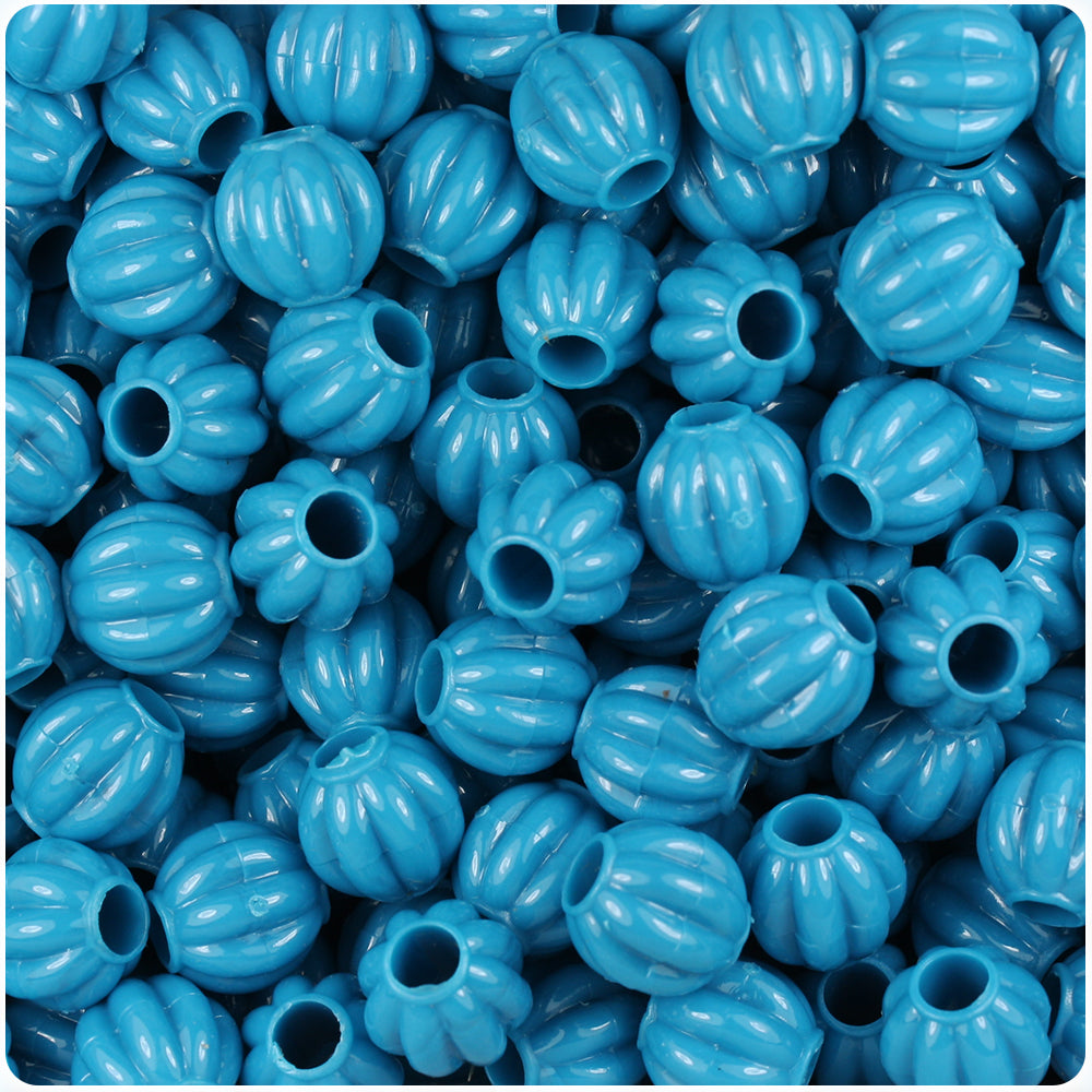 Dark Turquoise Opaque 10mm Melon Pony Beads (60pcs)