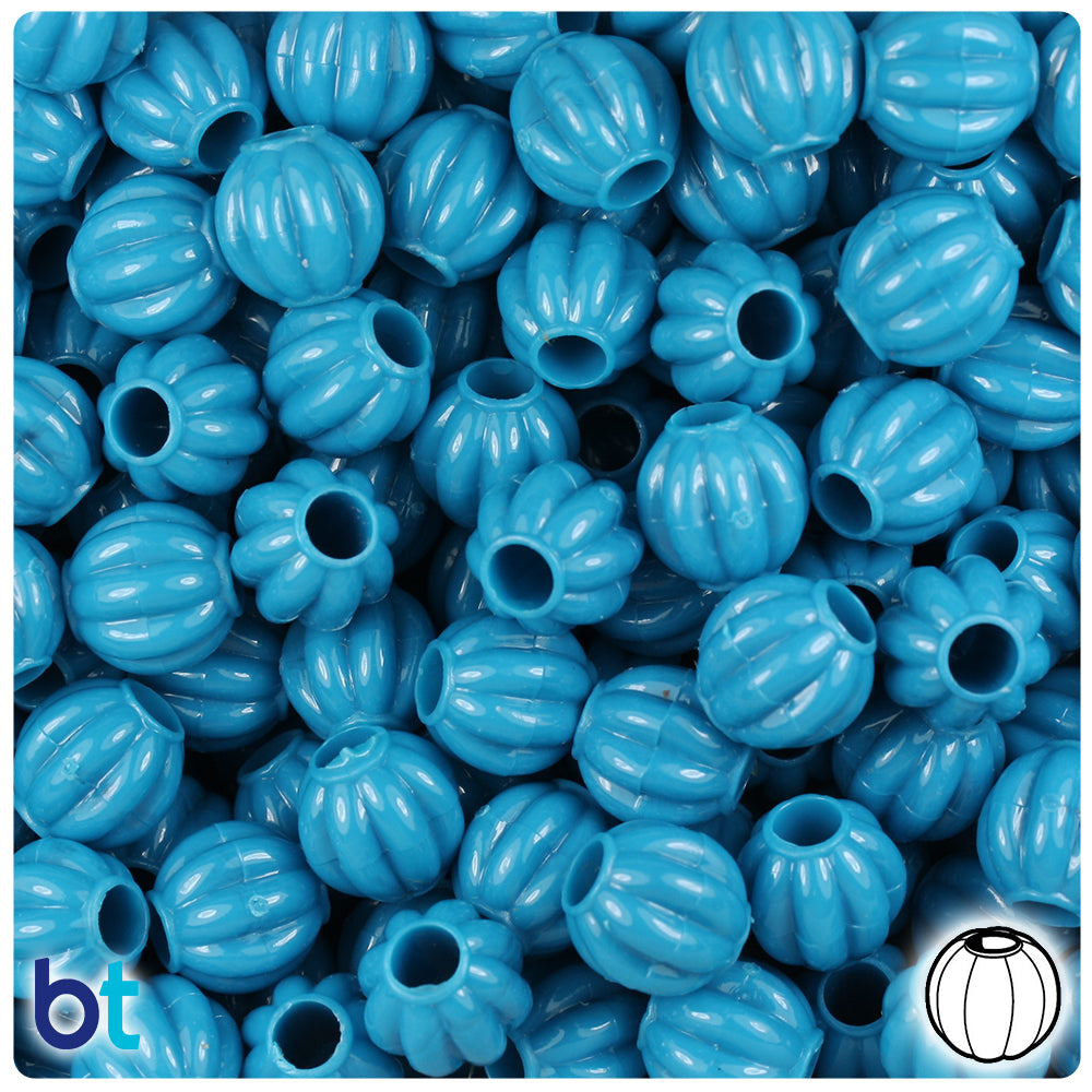 Dark Turquoise Opaque 10mm Melon Pony Beads (300pcs)