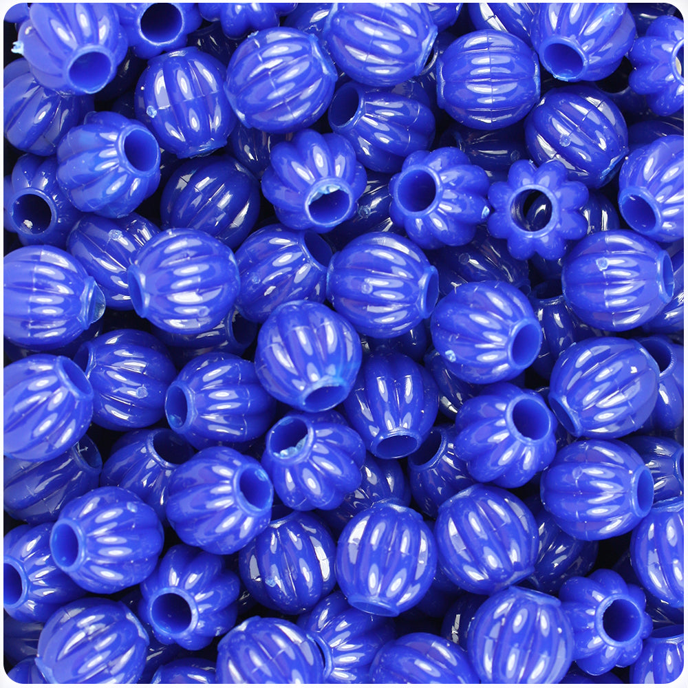 Royal Blue Opaque 10mm Melon Pony Beads (60pcs)