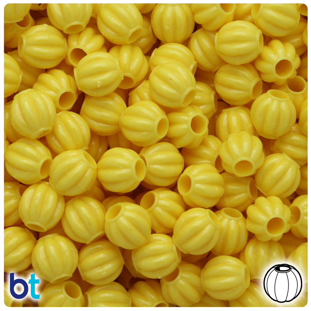 Yellow Opaque 10mm Melon Pony Beads (300pcs)