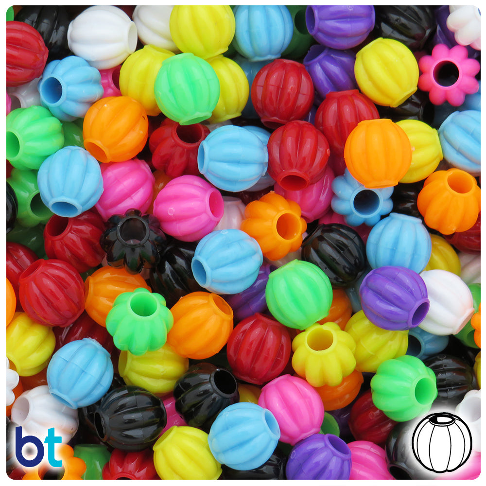Opaque Mix 10mm Melon Pony Beads (300pcs)