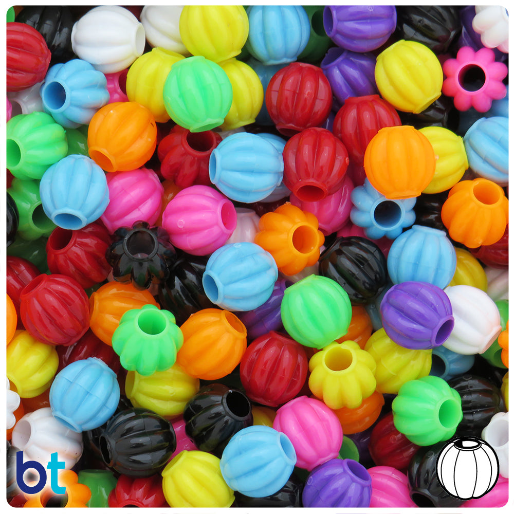 Opaque Mix 10mm Melon Pony Beads (60pcs)