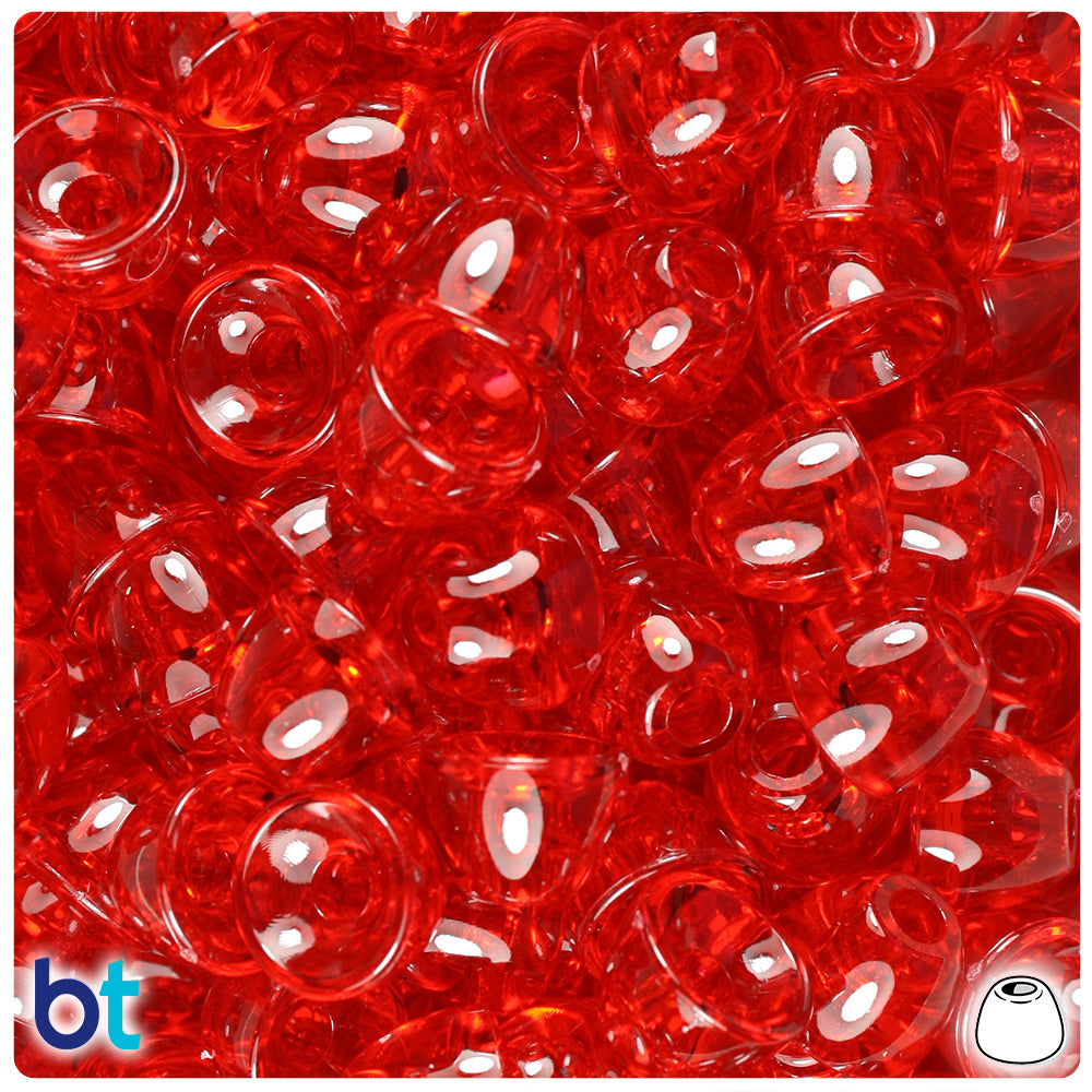Ruby Transparent 12mm Bell Pony Beads (50pcs)
