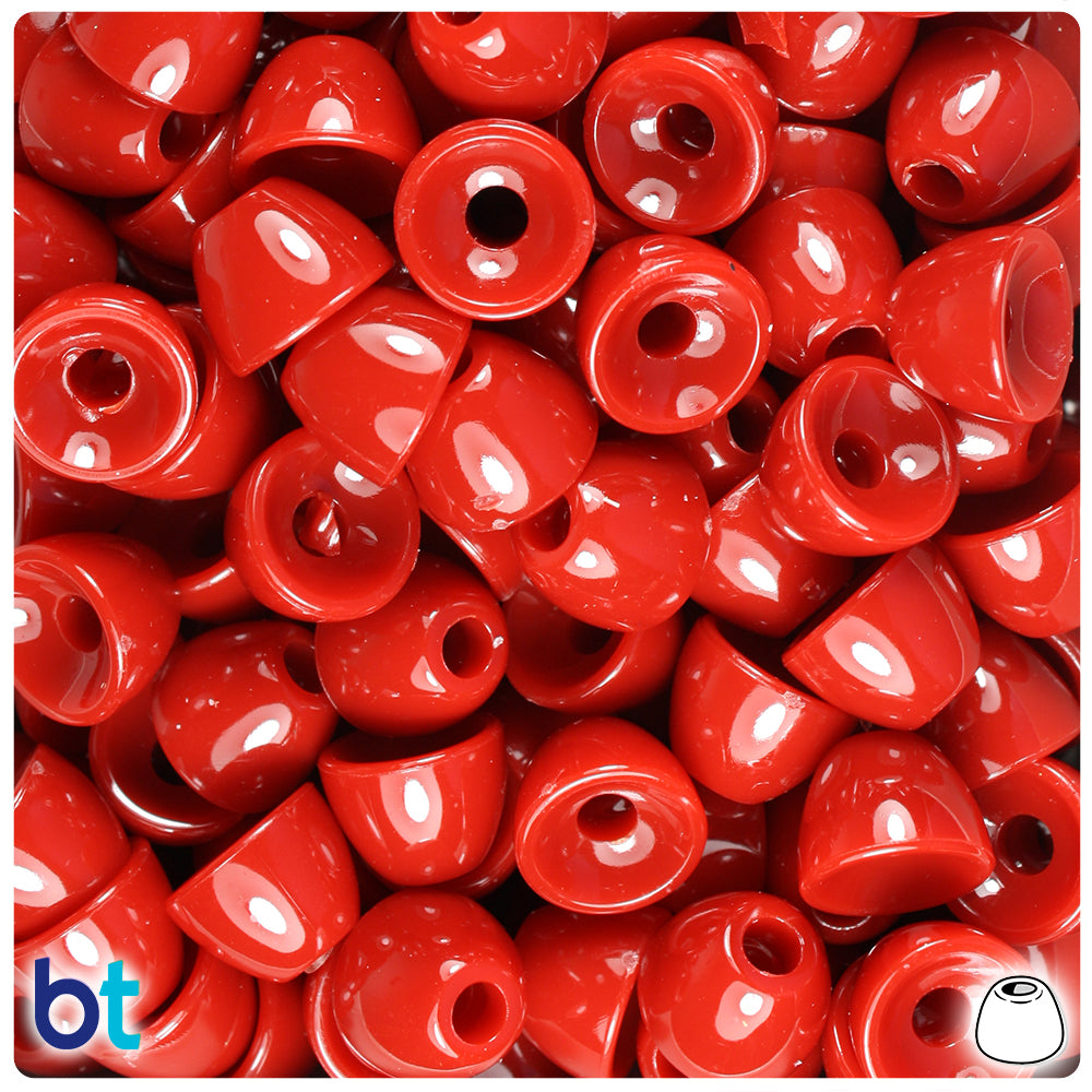 Red Opaque 12mm Bell Pony Beads (50pcs)