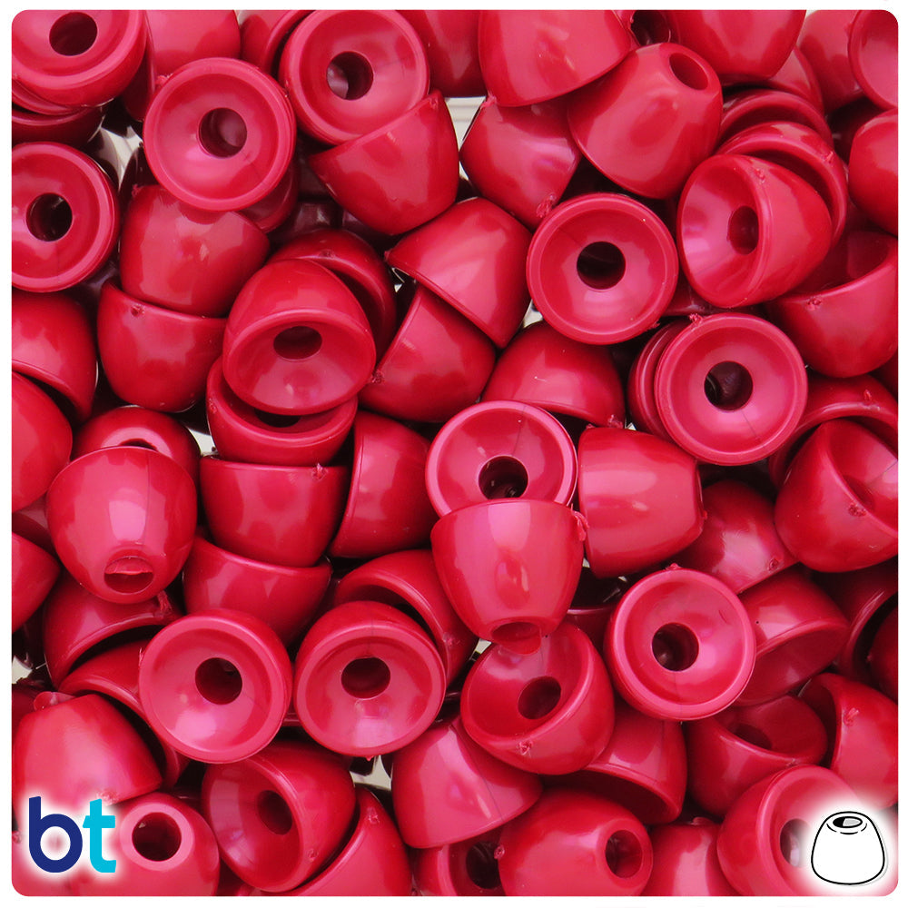 Red Pearl 12mm Bell Pony Beads (10pcs)