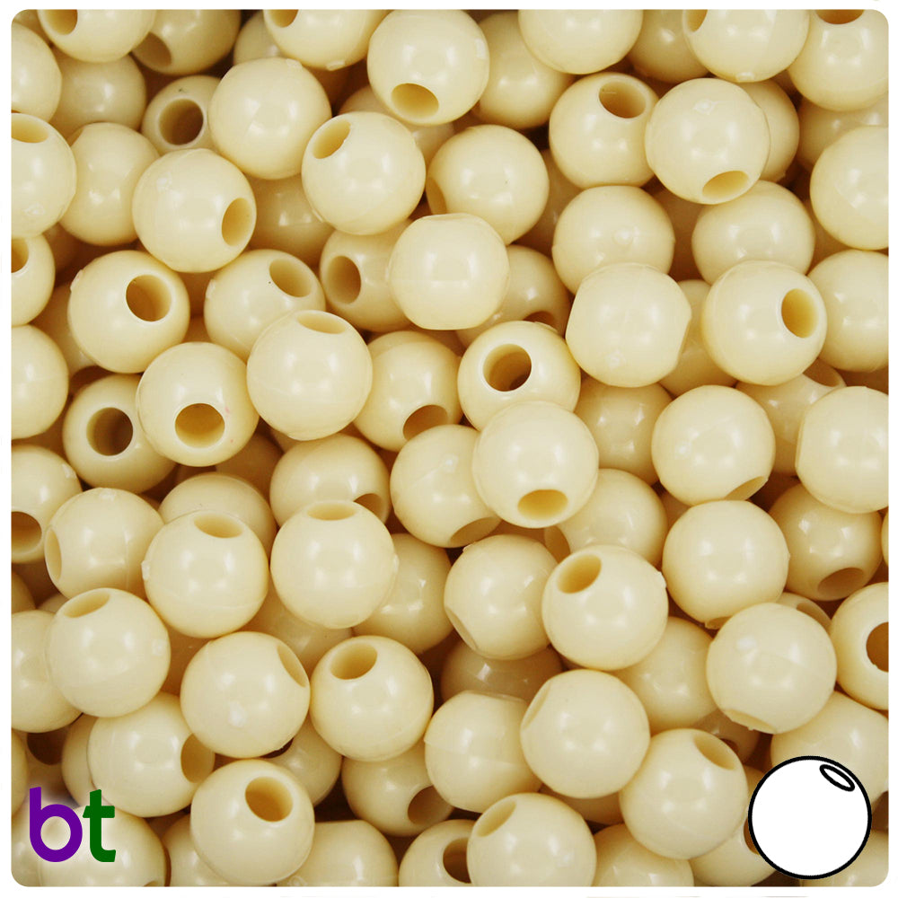 Ivory Opaque 10mm Round Large Hole Plastic Beads (40pcs)