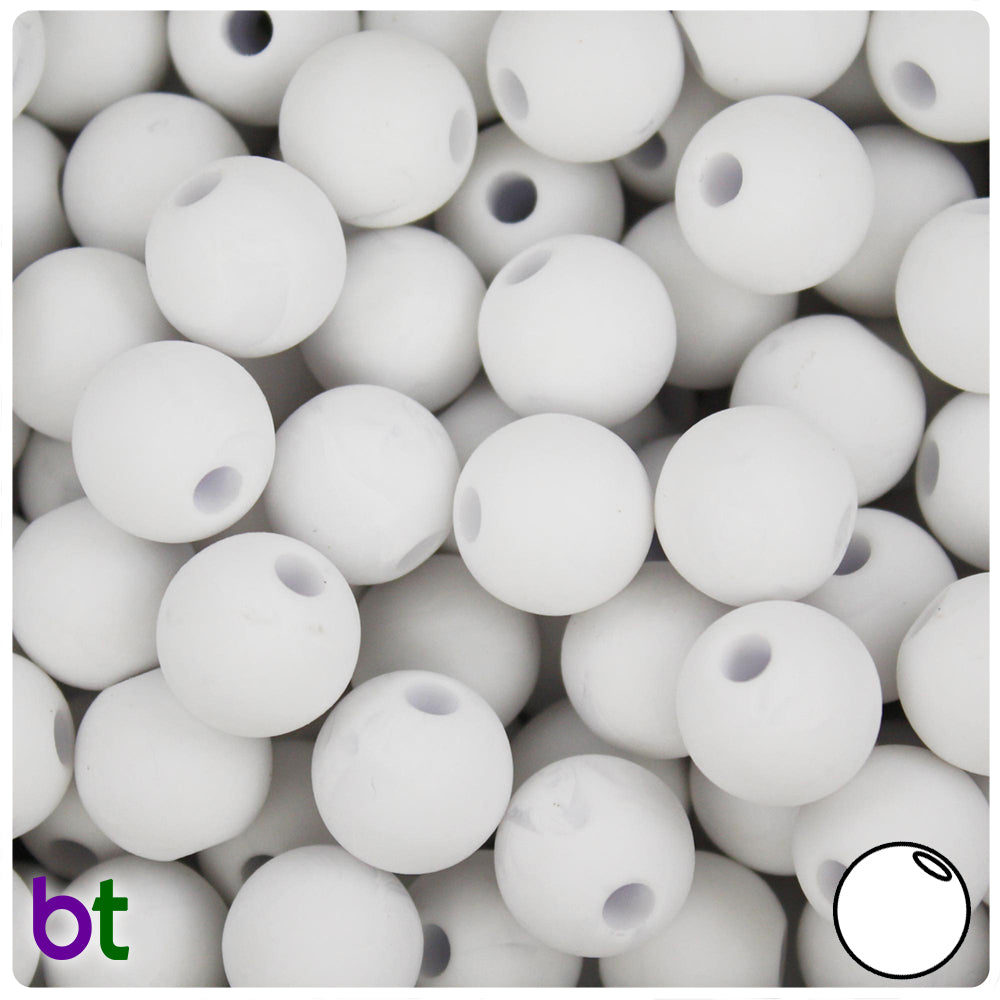 Plastic beads with letters - round D 6mm 40g white
