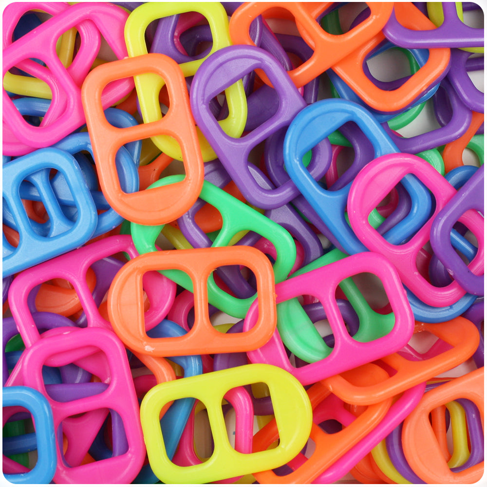 Neon Bright Mix 25mm Plastic Soda Pop Tabs (150pcs)