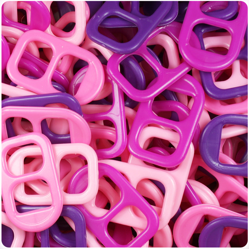 Pink & Purple Mix Opaque 25mm Plastic Soda Pop Tabs (2oz)