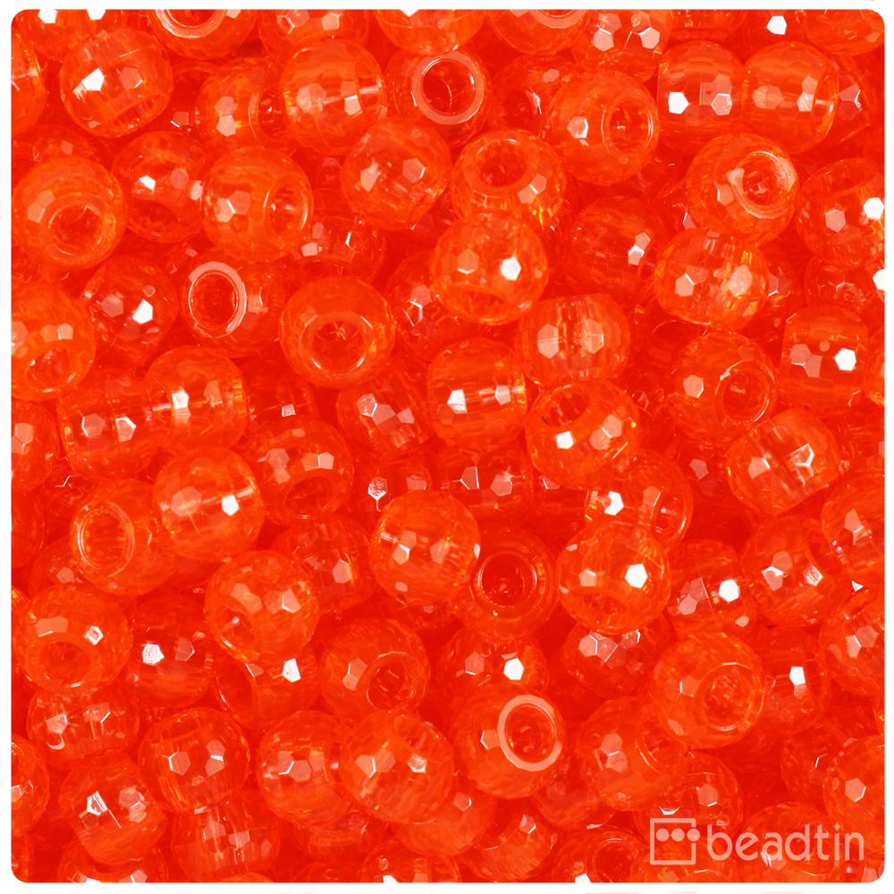 Hyacinth Transparent 9mm Faceted Barrel Pony Beads (100pcs)