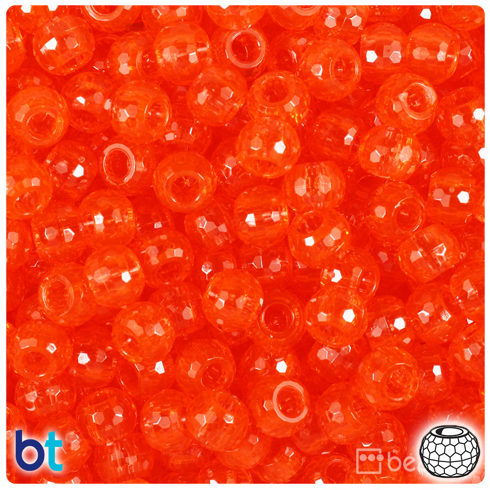 Hyacinth Transparent 9mm Faceted Barrel Pony Beads (500pcs)