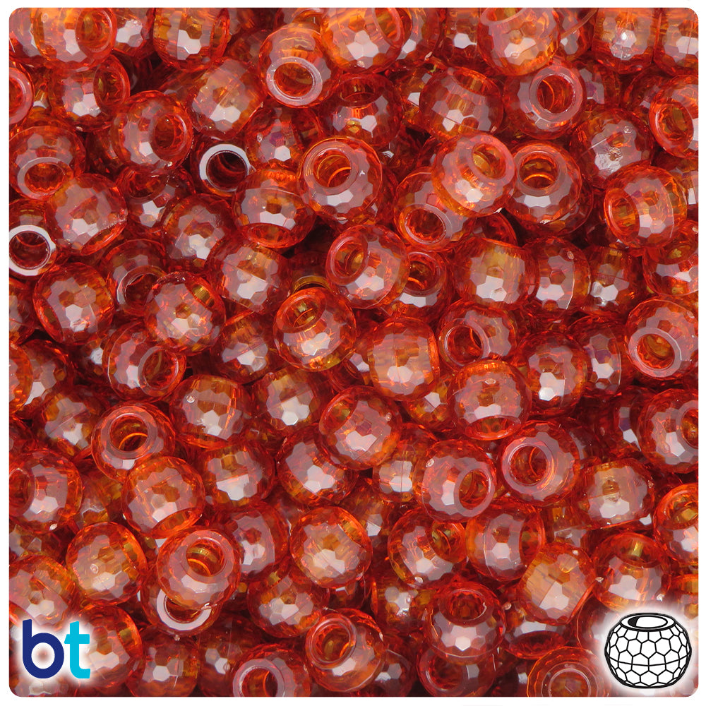 Tortoise Transparent 9mm Faceted Barrel Pony Beads (500pcs)