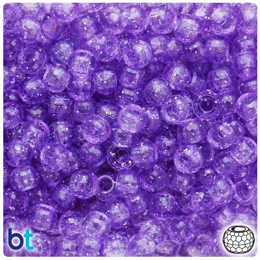 Pale Amethyst Sparkle 9mm Faceted Barrel Pony Beads (100pcs)