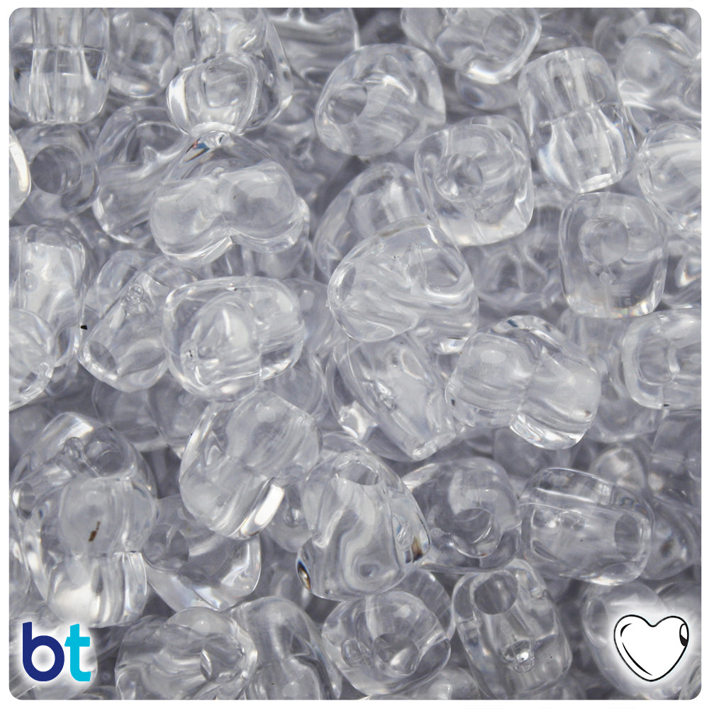 Crystal Transparent 12mm Heart (HH) Pony Beads (250pcs)
