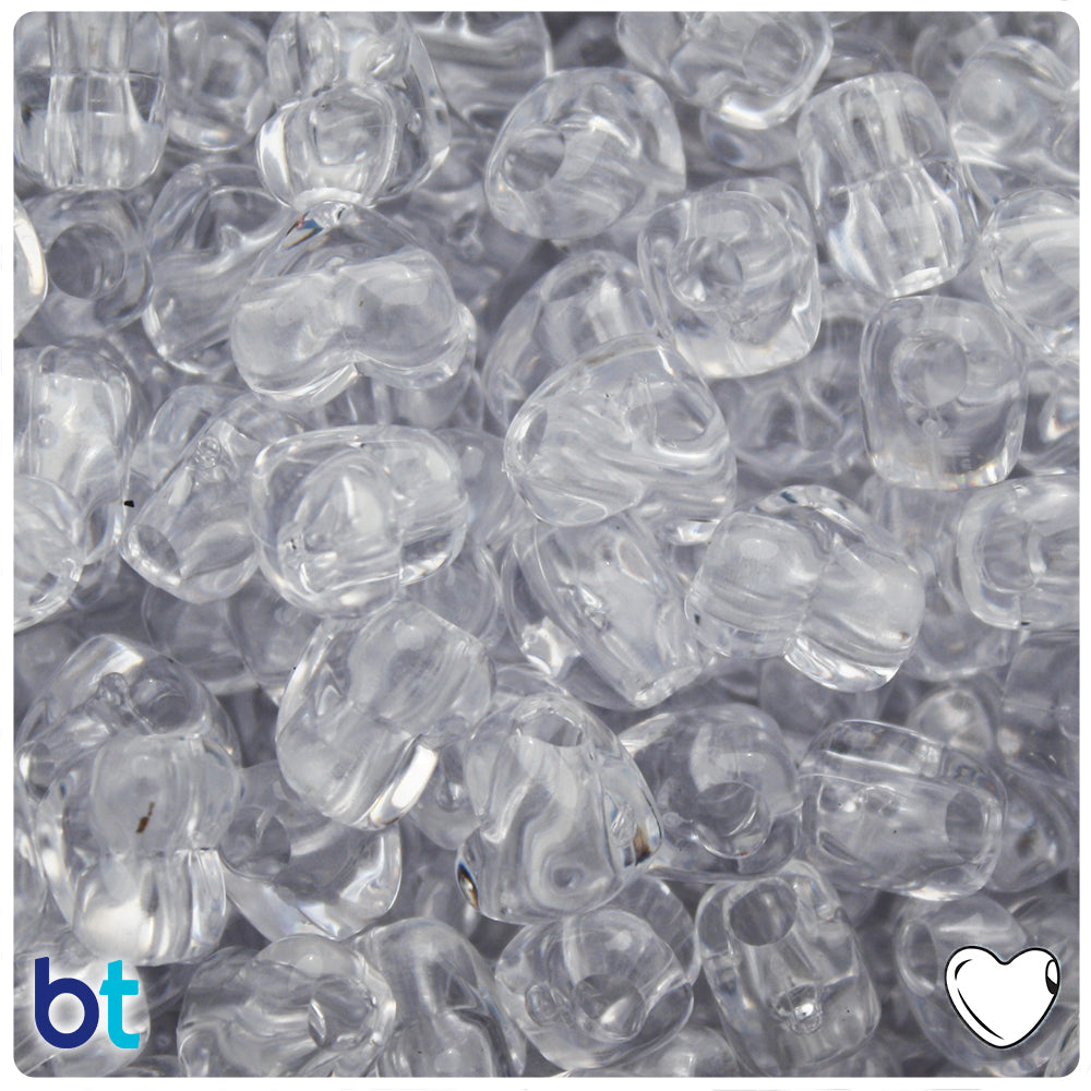Crystal Transparent 12mm Heart (HH) Pony Beads (50pcs)