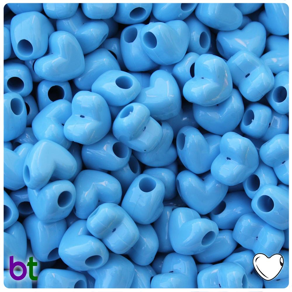 Baby Blue Opaque 12mm Heart (HH) Pony Beads (50pcs)