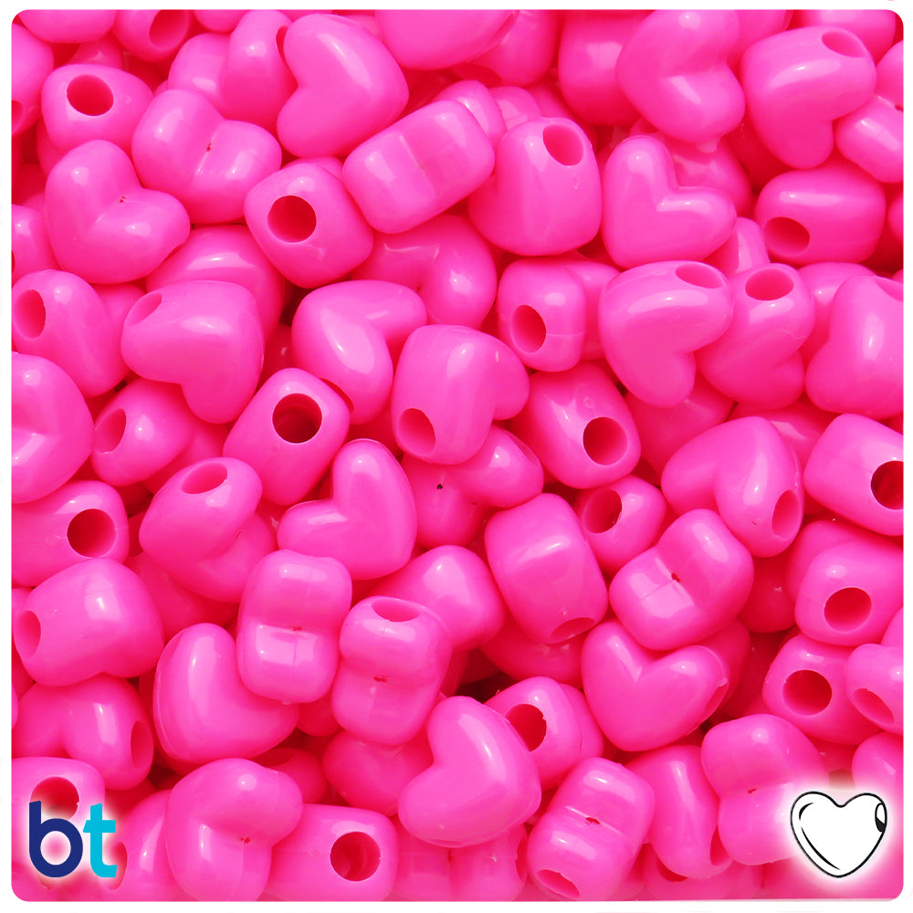 Dark Pink Opaque 12mm Heart (HH) Pony Beads (250pcs)