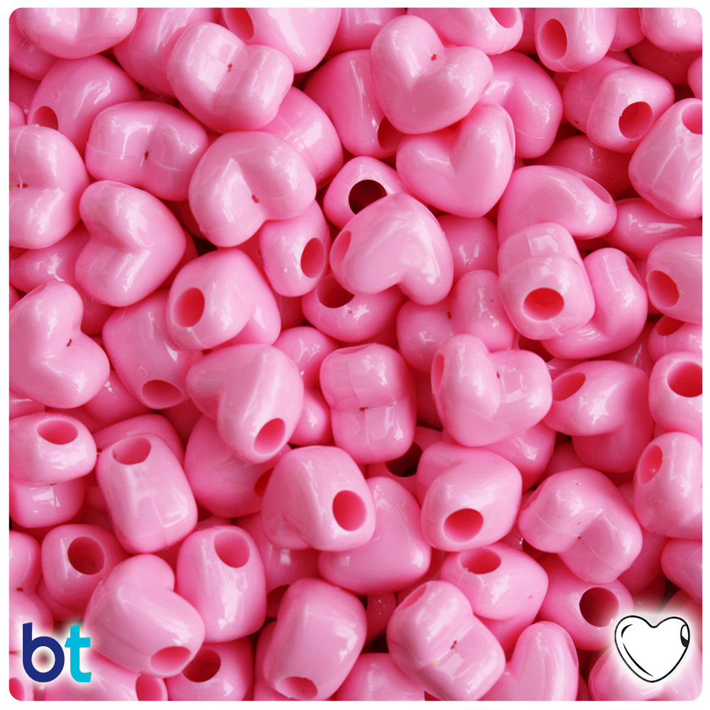 Baby Pink Opaque 12mm Heart (HH) Pony Beads (250pcs)