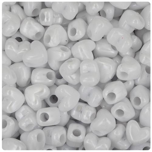 White Pearl 12mm Heart (HH) Pony Beads (50pcs)