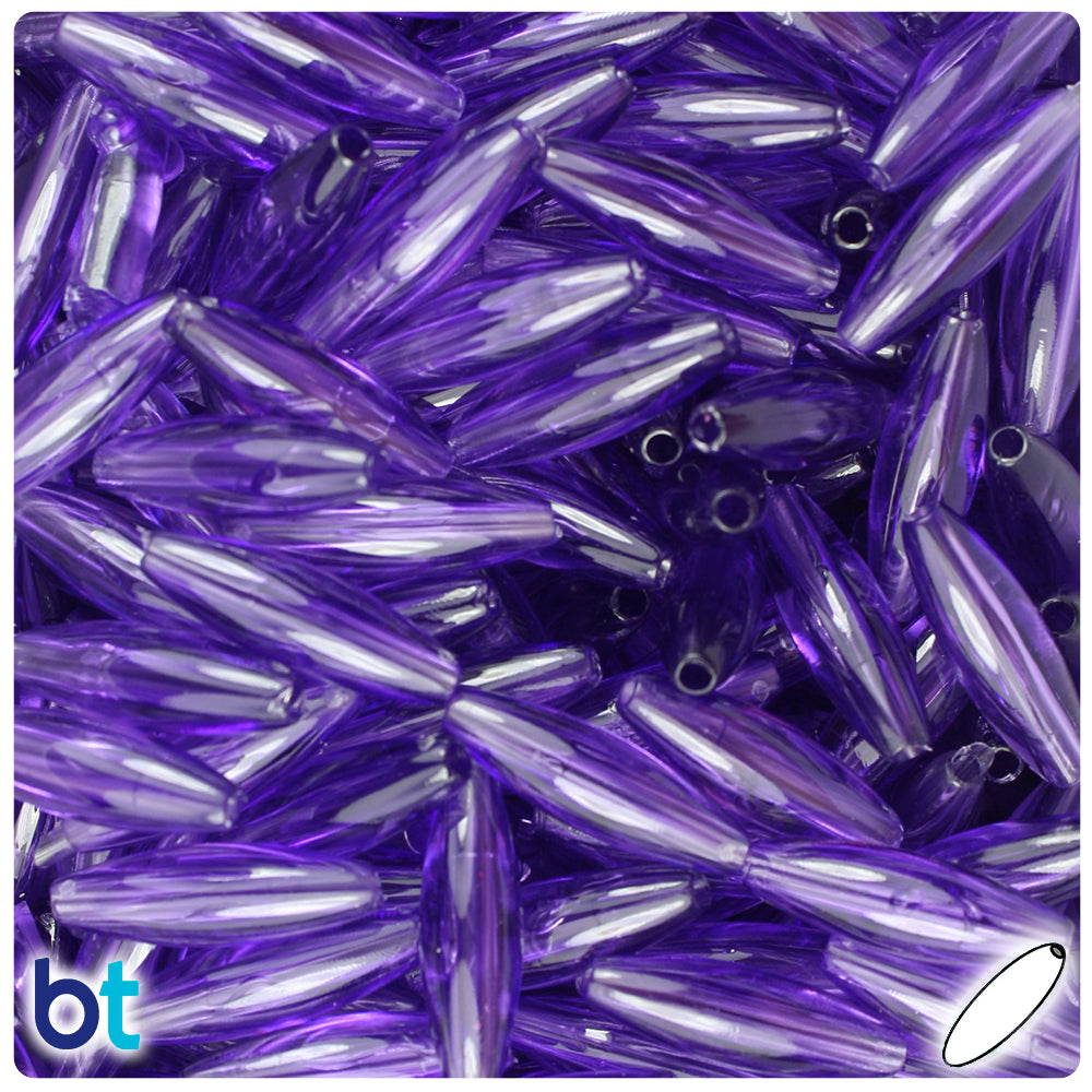 Amethyst Transparent 19mm Spaghetti Plastic Beads (150pcs)