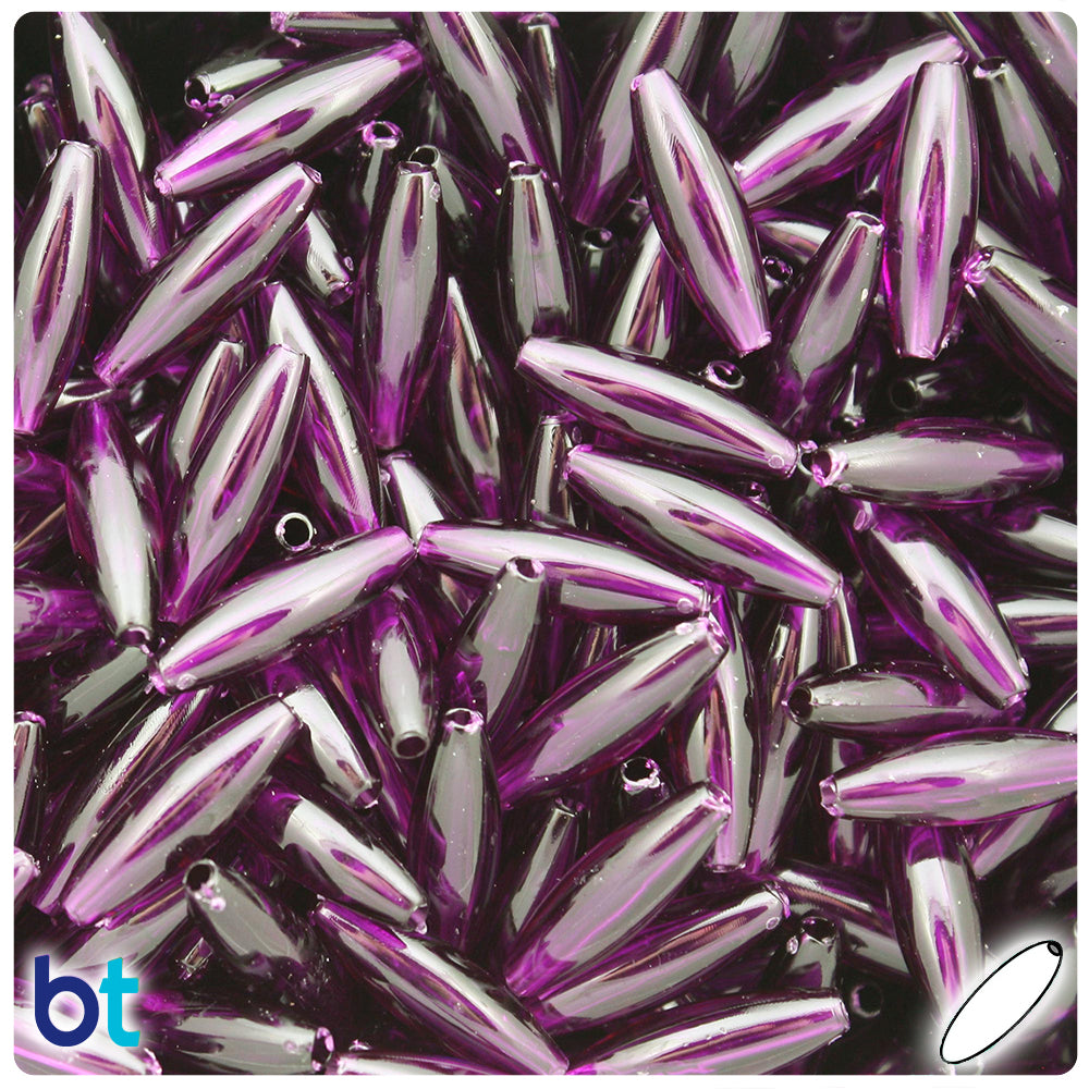 Dark Amethyst Transparent 19mm Spaghetti Plastic Beads (150pcs)
